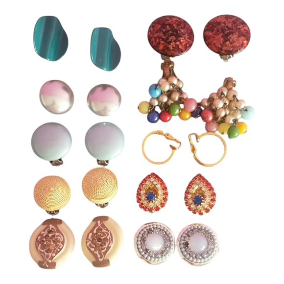 13 vintage clip on & screw back earrings - Picture 4 of 11